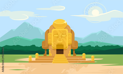 Vector gold tomb flat illustration