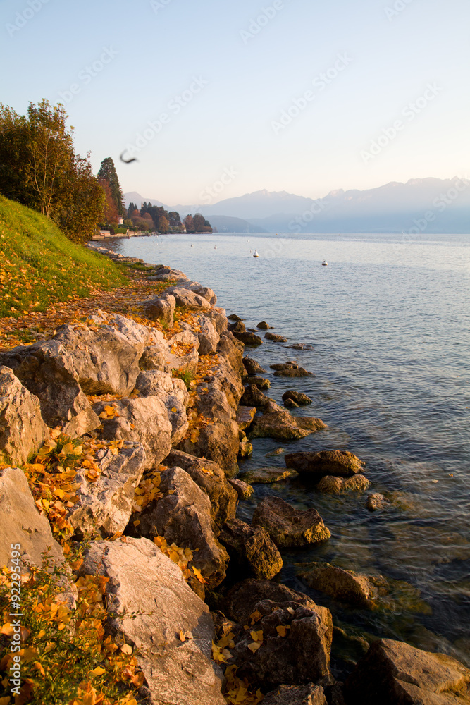 Rivage du lac d'Annecy en automne