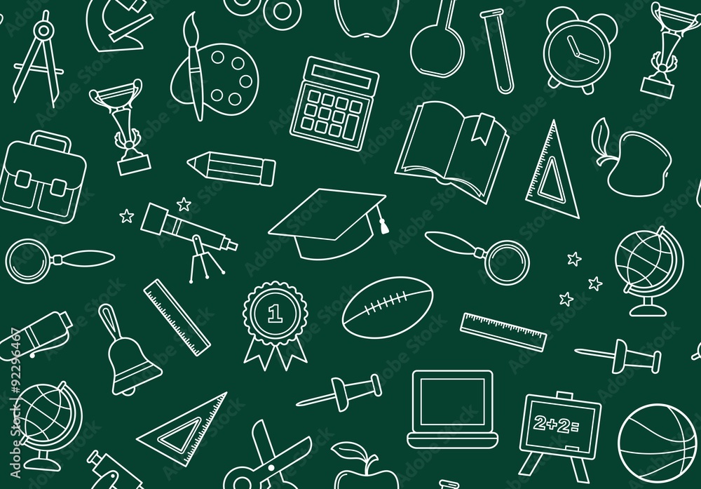 School seamless background on a blackboard School seamless background on a blackboard