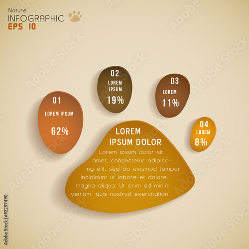 Animal Footprint Infographic in wild colors, nature topic, modern design element photo