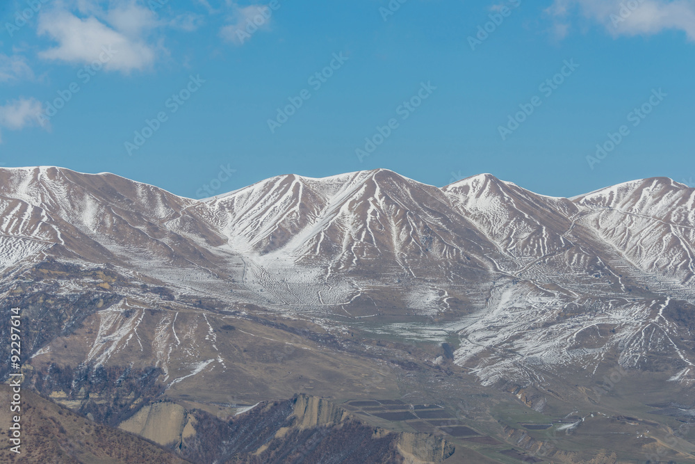 Winter mountains in Qusar region of Azerbaijan