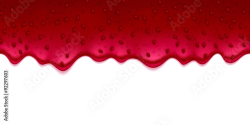 Drips of berry jam on white background.