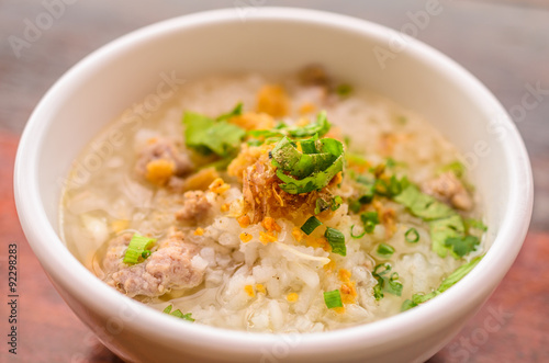 rice congee mixed with mea