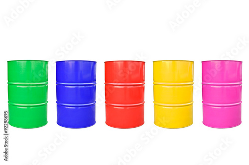 Collection color of metal barrel isolaled on white.