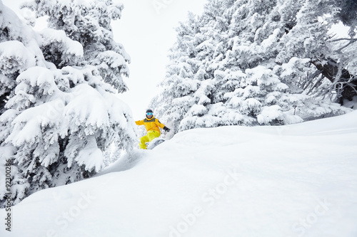 Fotografie Man in backcountry snowboarding