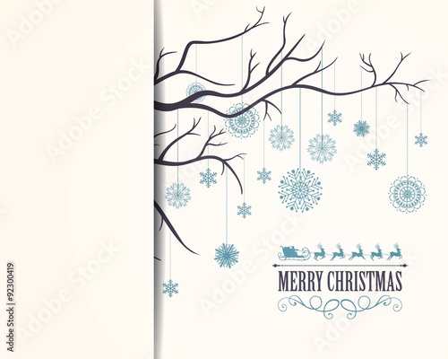 Vector Illustration of a Decorative Christmas Design with Snowflakes