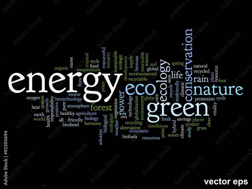 Vector conceptual ecology word cloud Vector conceptual ecology word cloud