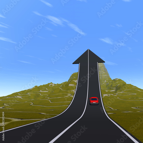 Conceptual arrow road over mountain