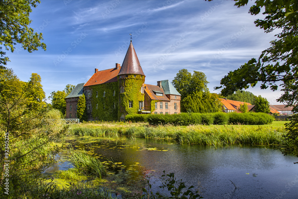 Fototapeta premium Ortofta castle and moat