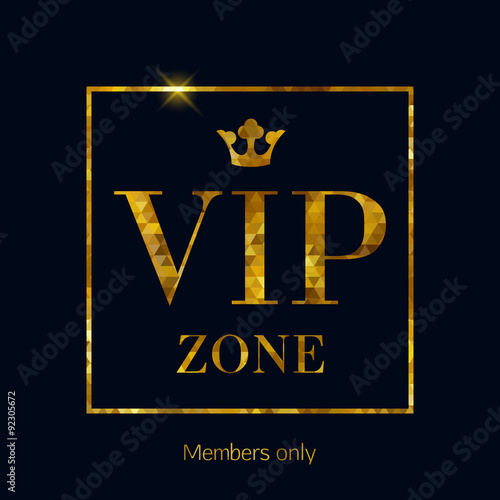 VIP zone abstract mosaic faceted letters illustration.