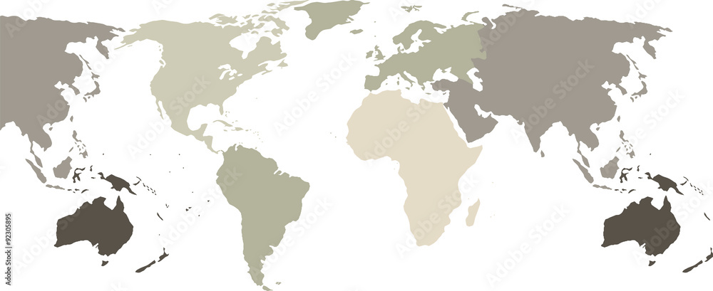 Fototapeta premium Grey Political World Map Illustration