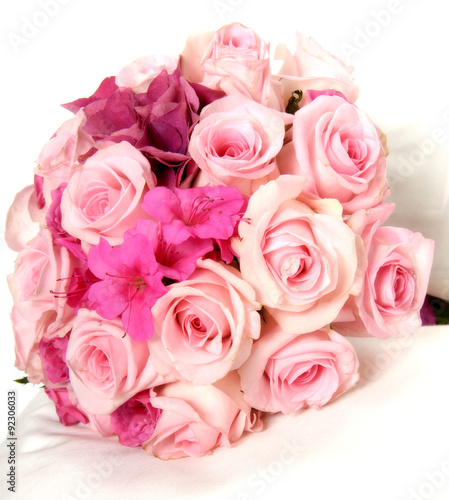 Pretty bouquet of fresh pink spring flowers