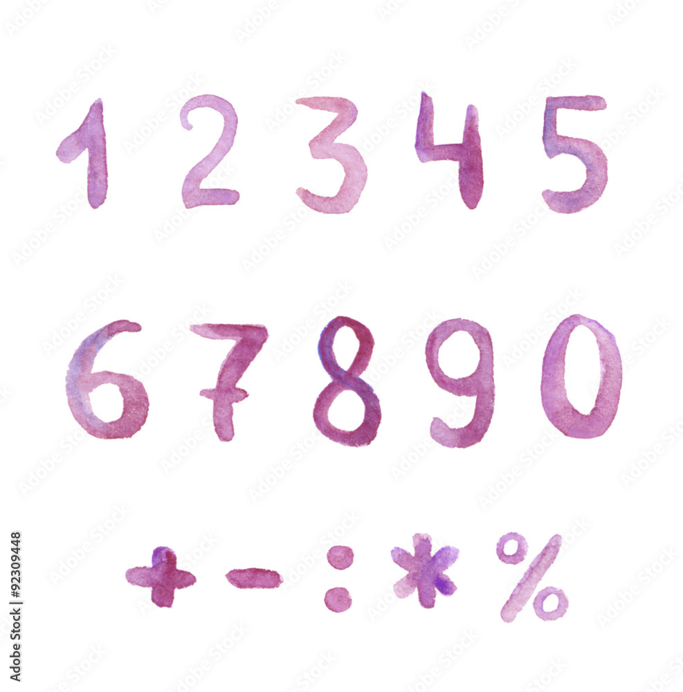Violet ink written retro numbers