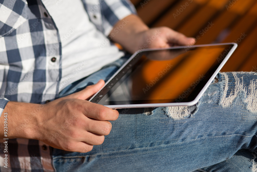 Tablet PC close-up picture outdoors Tablet PC close-up picture outdoors