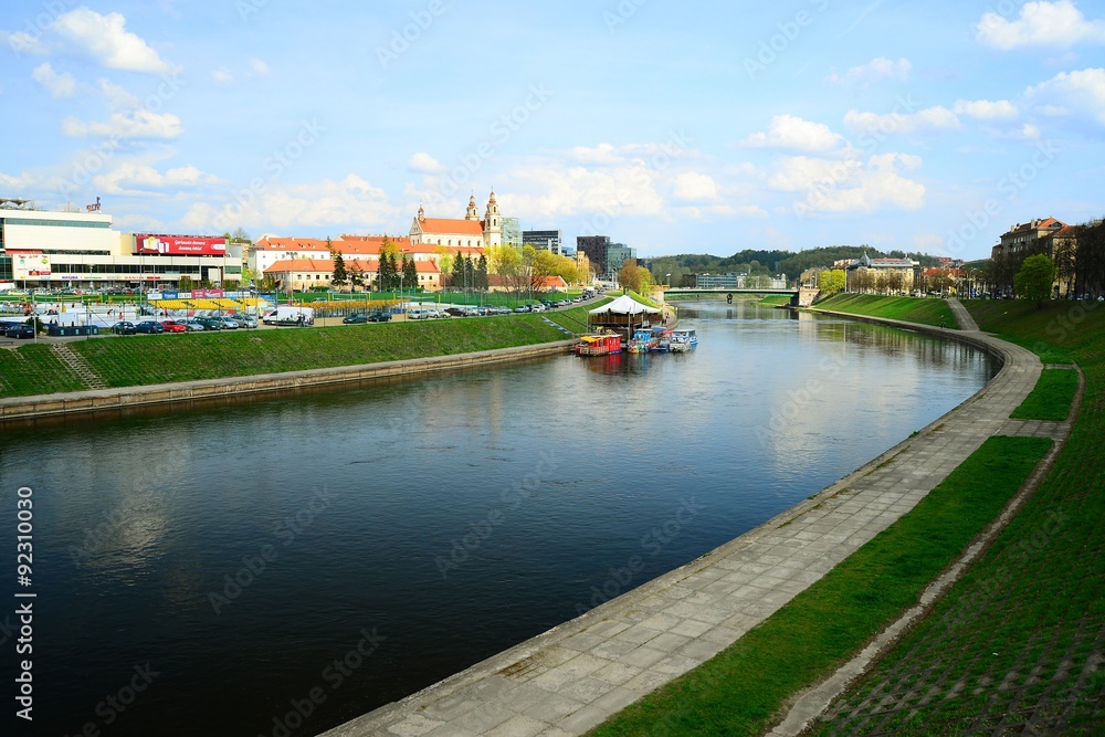 Vilnius city Neris river on spring time