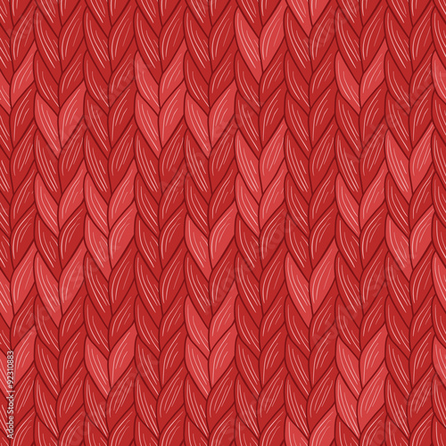 Knitted christmas red seamless pattern. Natural warm knitted fabric. Vector, Eps, added to swatch palette. 