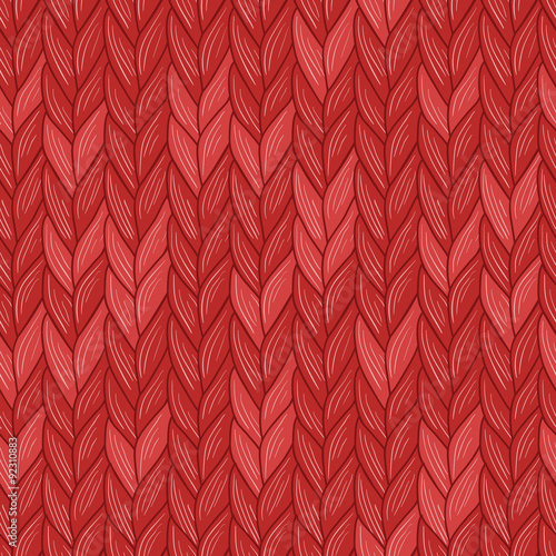 Knitted christmas red seamless pattern. Natural warm knitted fabric. Vector, Eps, added to swatch palette.
