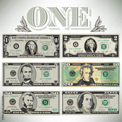 Six detailed, stylized drawings of bills to choose from
