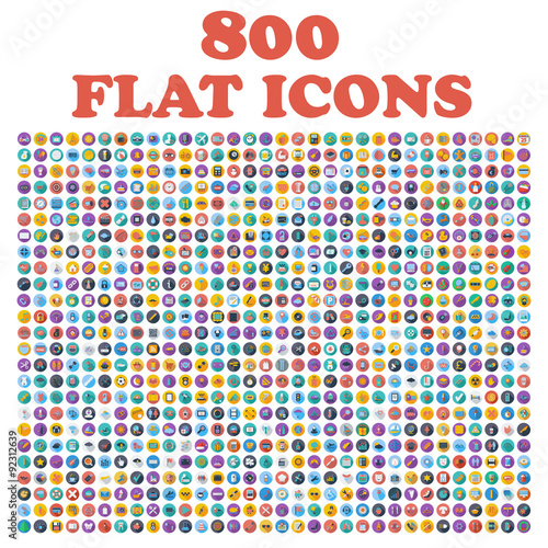 Set of 800 flat icons, for web, internet, mobile apps, interface design
