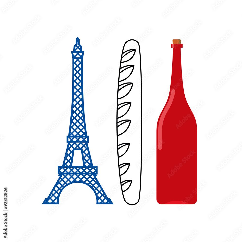 France flag of tourist attractions in ountry: Eiffel Tower, cri France flag of tourist attractions in ountry: Eiffel Tower, cri