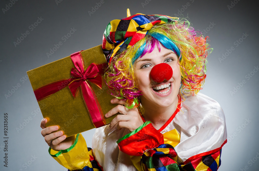 Funny clown in comical concept Funny clown in comical concept