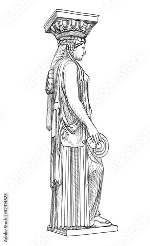 Foto Greek column caryatid statue