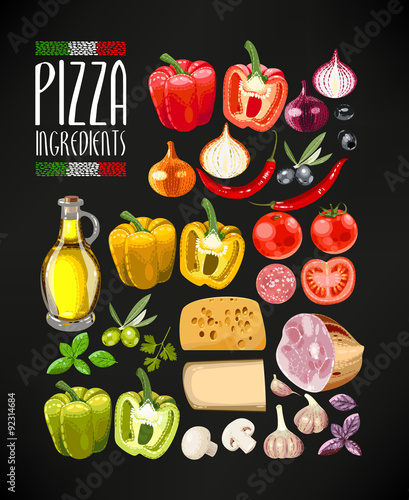 Set of pizza ingredients