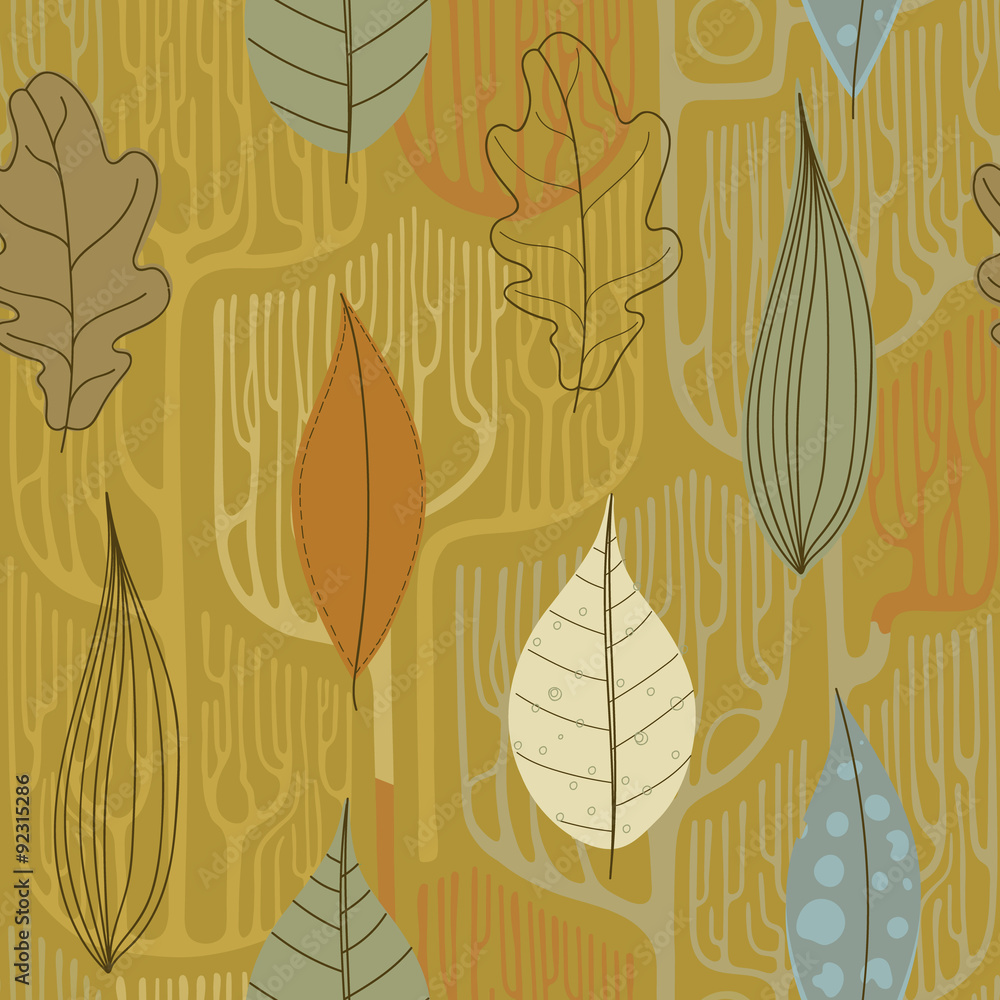 Fototapeta premium Seamless Pattern with a stylized trees. Fall.