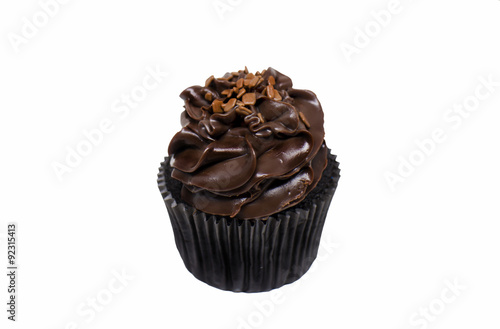 Chocolate Cupcake With Frosting Isolated on White Background