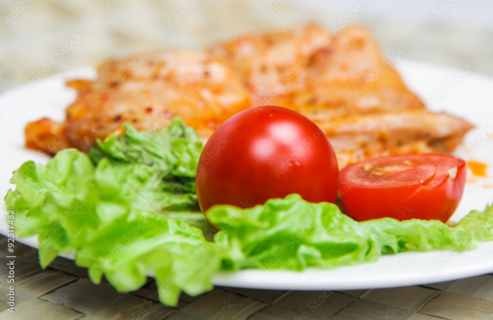 Chicken fillet in spicy sauce with vegetables Chicken fillet in spicy sauce with vegetables