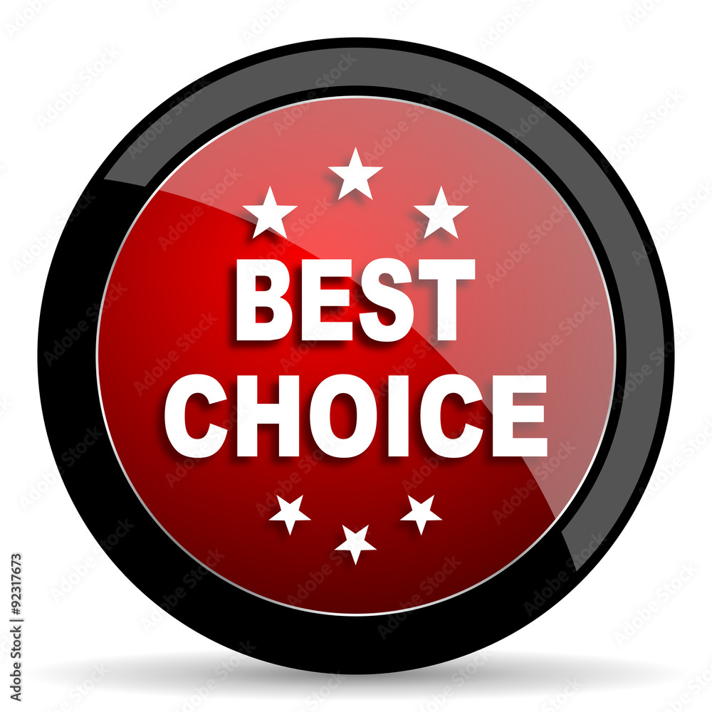 best choice red circle glossy web icon on white background - set440