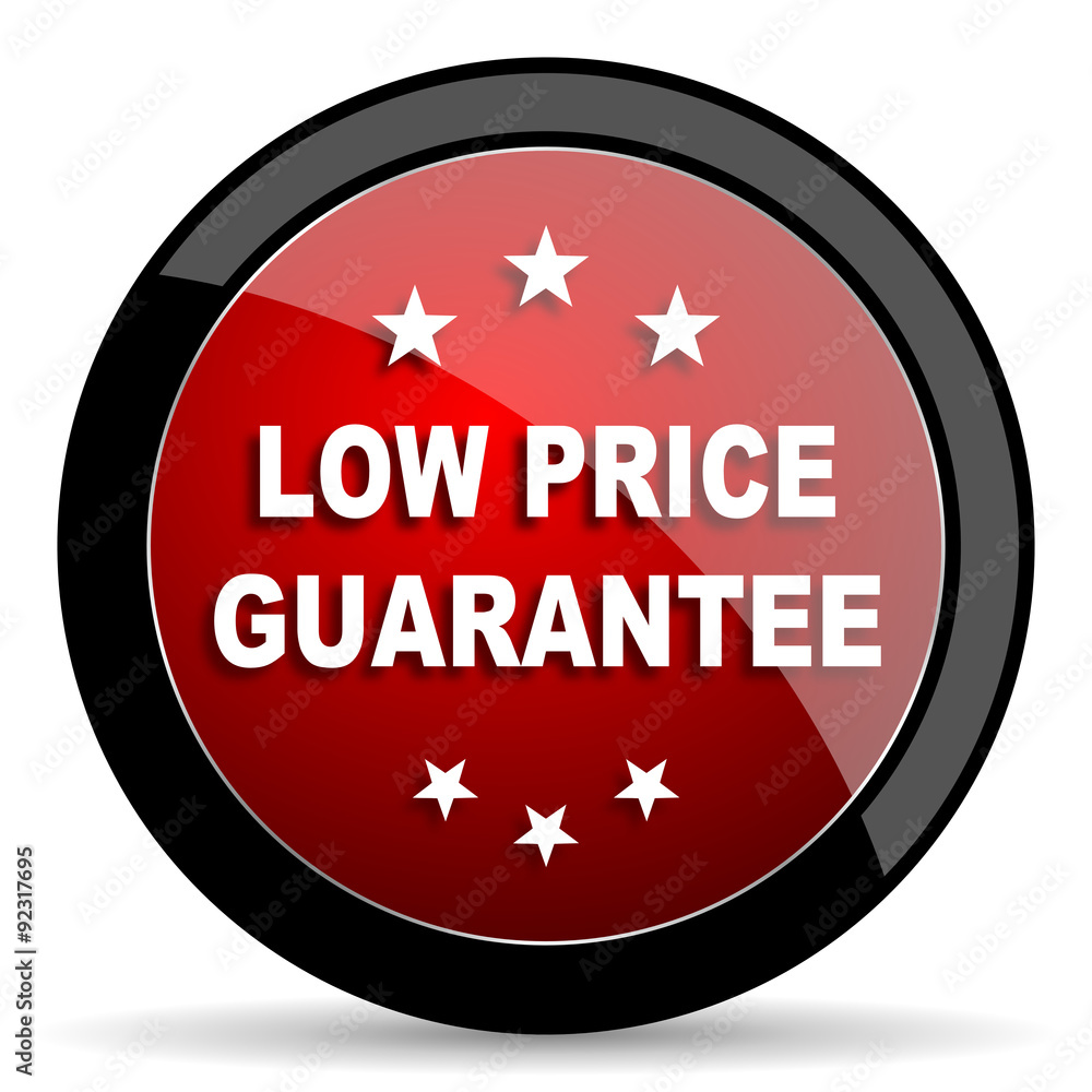 low price guarantee red circle glossy web icon on white background - set440 low price guarantee red circle glossy web icon on white background - set440
