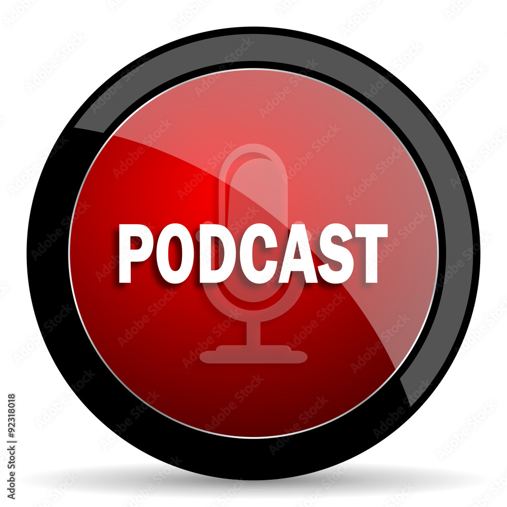 podcast red circle glossy web icon on white background - set440 podcast red circle glossy web icon on white background - set440