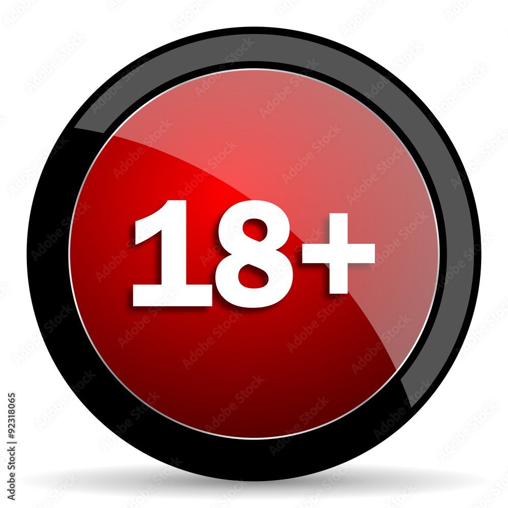 adults red circle glossy web icon on white background - set440 adults red circle glossy web icon on white background - set440