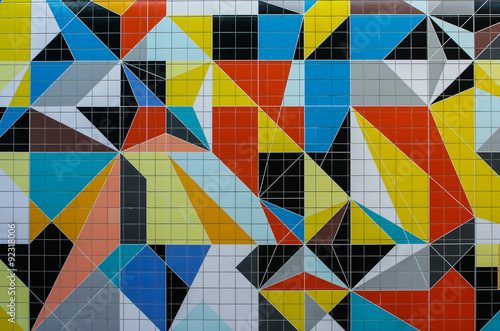 Tiles with colorful abstract cubism