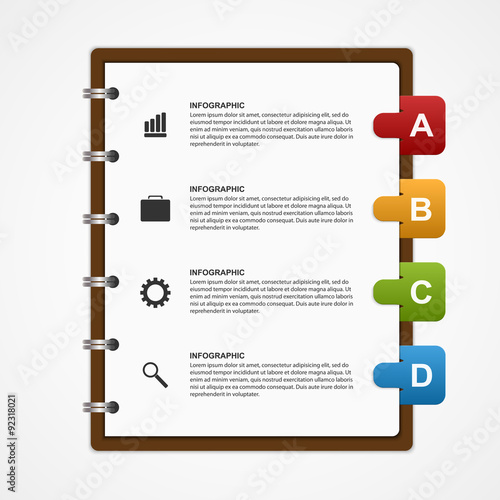 Paper Notebook for Education or Business Infographic design element.