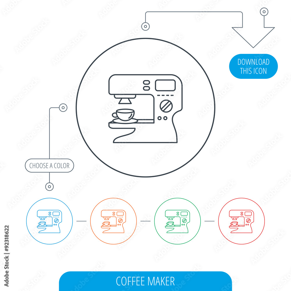 Coffee maker icon. Hot drink machine sign. Coffee maker icon. Hot drink machine sign.