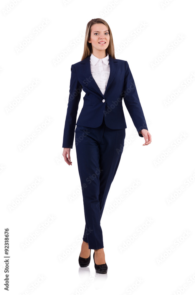 Businesswoman in blue suit isolated on white Businesswoman in blue suit isolated on white