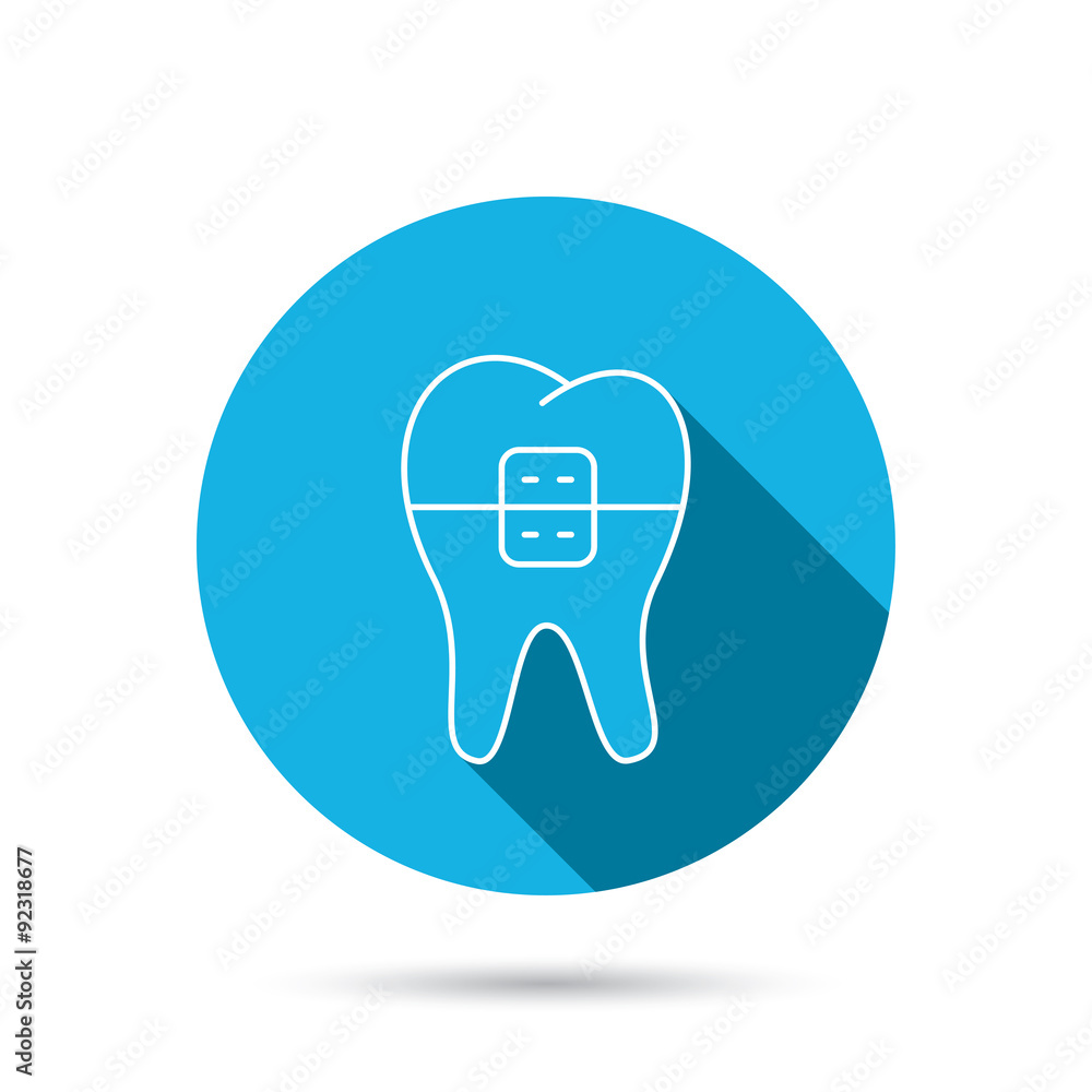 Dental braces icon. Tooth healthcare sign. Dental braces icon. Tooth healthcare sign.