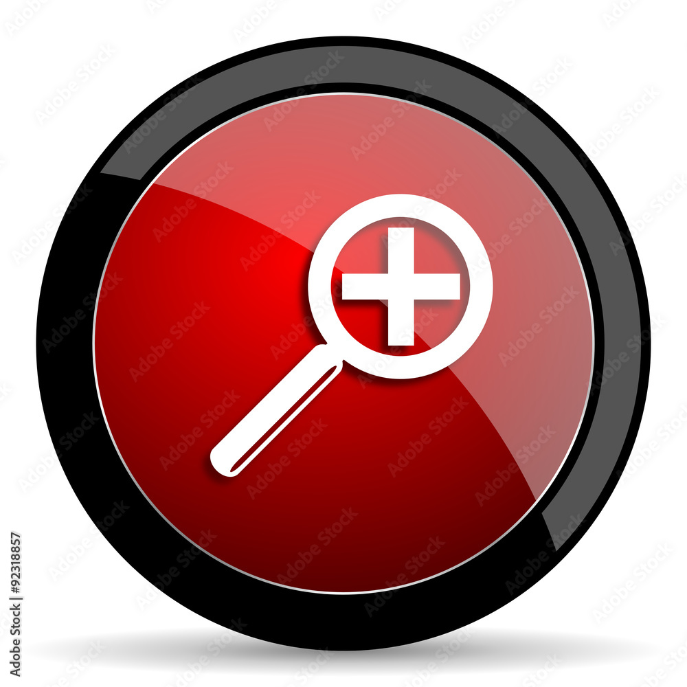 lens red circle glossy web icon on white background - set440 lens red circle glossy web icon on white background - set440