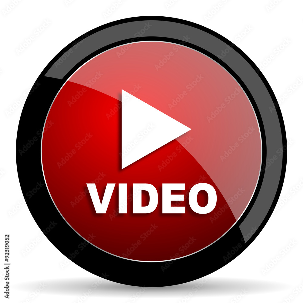 video red circle glossy web icon on white background - set440 video red circle glossy web icon on white background - set440