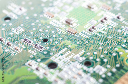 microchip closeup, electronic circuit board