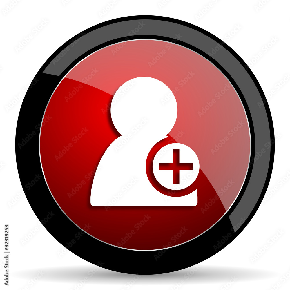 add contact red circle glossy web icon on white background - set440 add contact red circle glossy web icon on white background - set440
