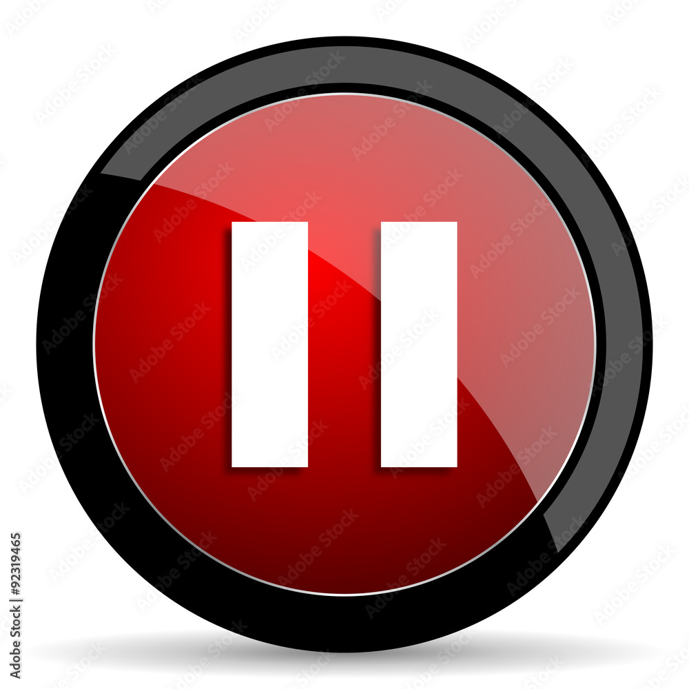 pause red circle glossy web icon on white background - set440 pause red circle glossy web icon on white background - set440