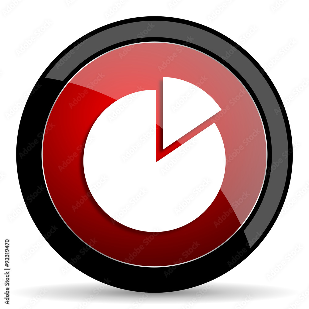chart red circle glossy web icon on white background - set440 chart red circle glossy web icon on white background - set440