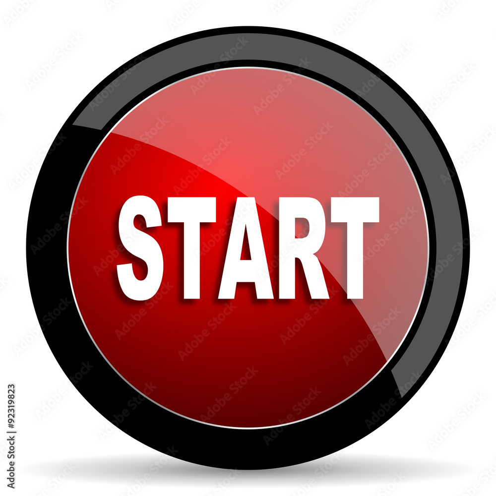 start red circle glossy web icon on white background - set440 start red circle glossy web icon on white background - set440