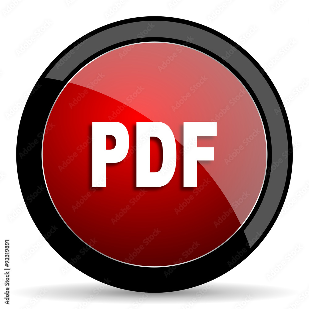 pdf red circle glossy web icon on white background - set440 pdf red circle glossy web icon on white background - set440