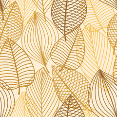 Deken met foto Bruin patronen Yellow and brown leaves seamless pattern  © Vector Tradition