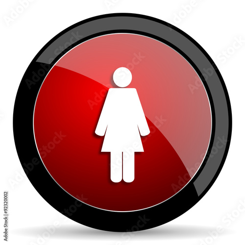 female red circle glossy web icon on white background - set440