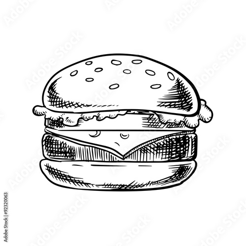 Cheeseburger with beef, vegetables and cheese